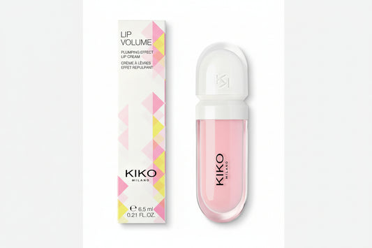 Kiko Milano lip volume plumping effect lip cream with packaging on a white background